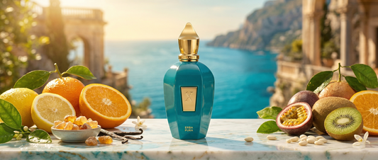 Flakon perfum Xerjoff Erba Pura na luksusowym tle.
