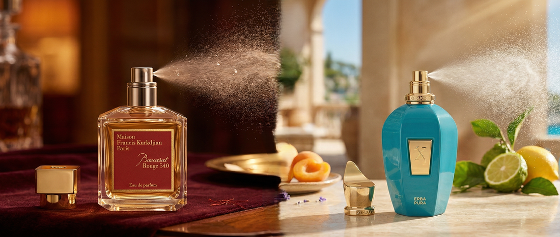 Maison Francis Kurkdijan Baccarat Rouge 540 EDP vs Xerjoff Erba Pura – który zapach robi większe wrażenie